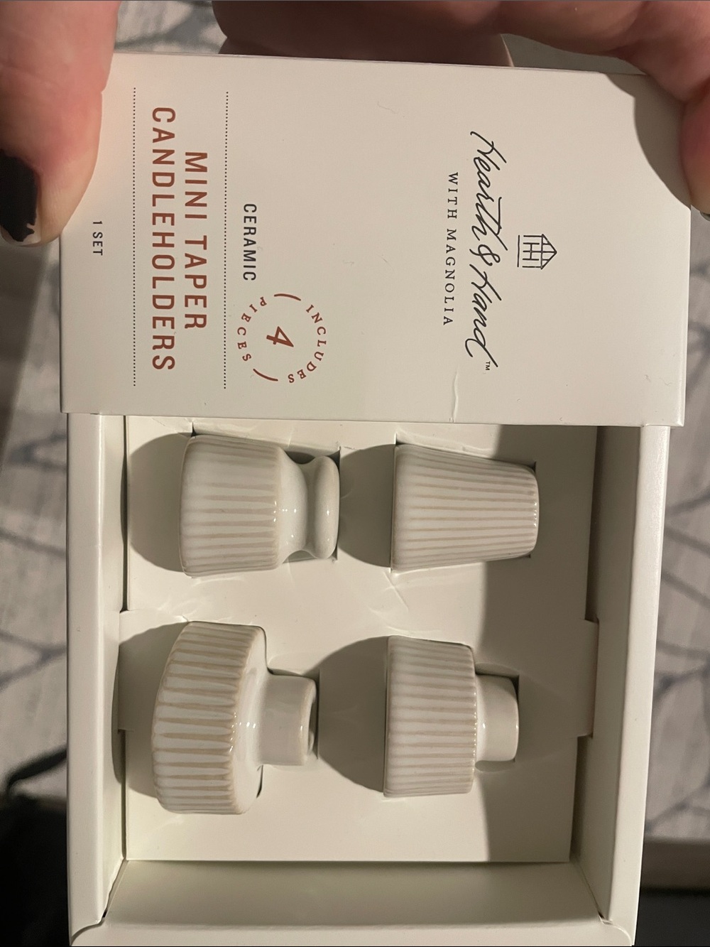 Hearth & Hand Ceramic Mini Taper Candleholders - Cream NIB